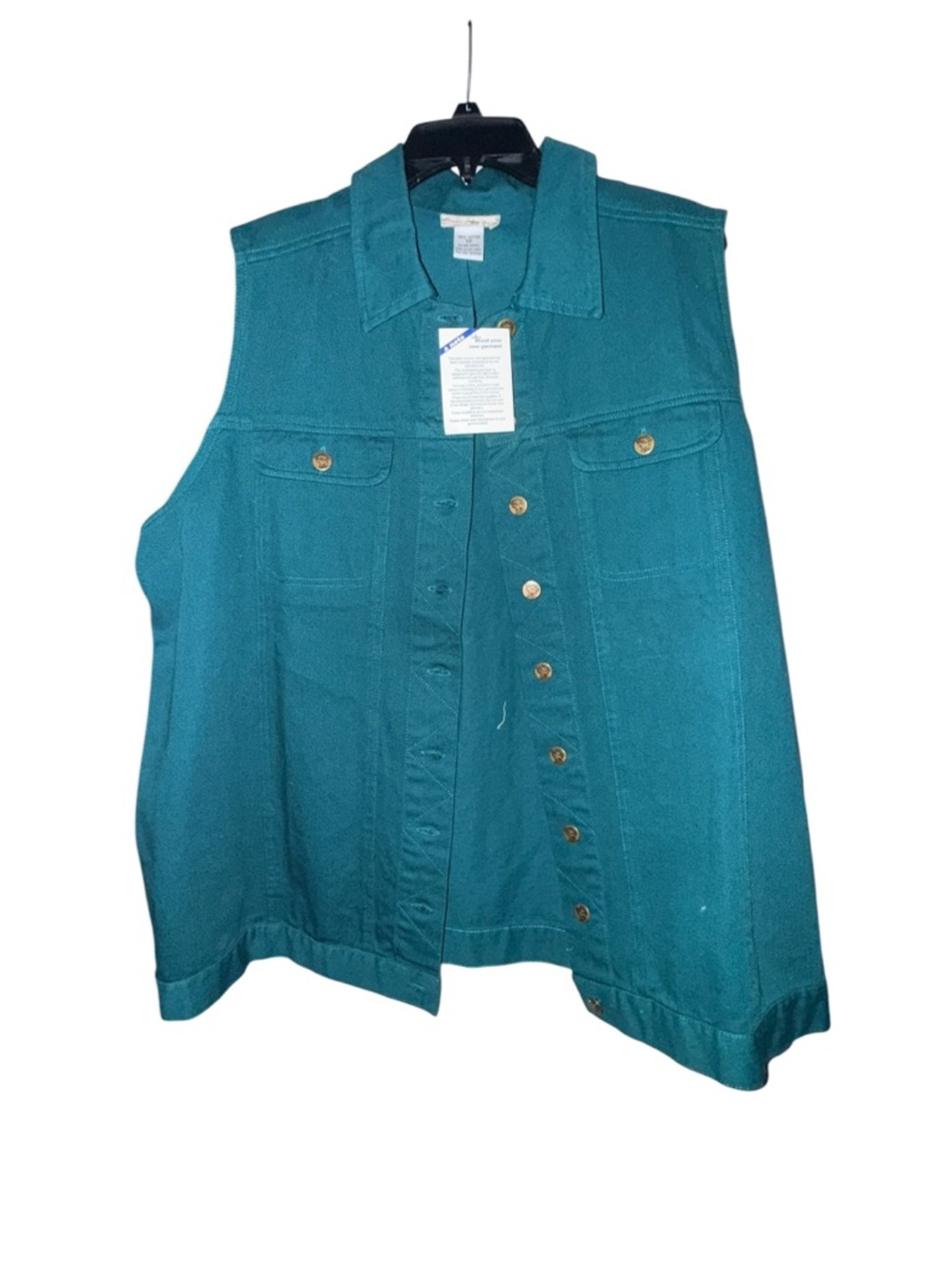 Vintage Hunters Run Teal Cotton Denim Vest - NWT
